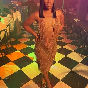 Gold fringe dress